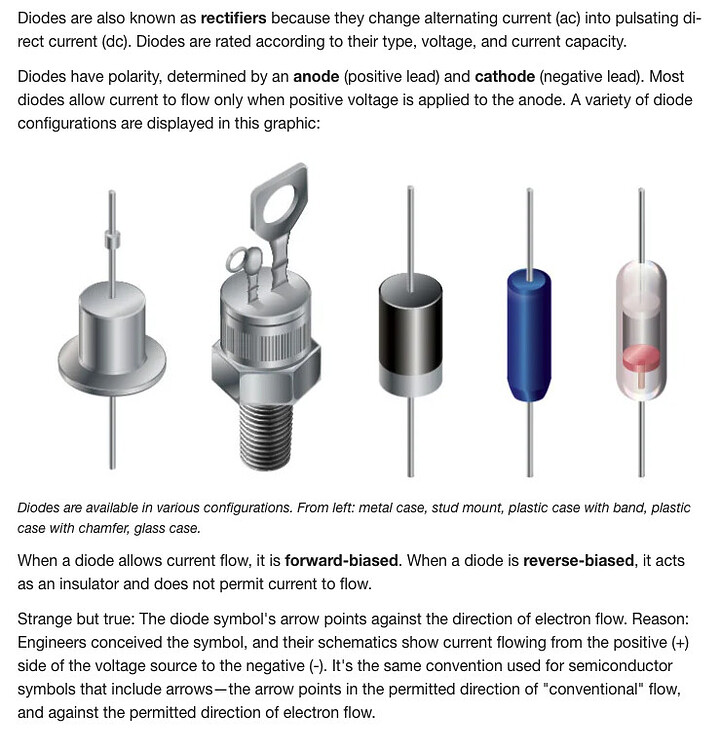 What are diodes and which purpose do they serve in electrical design