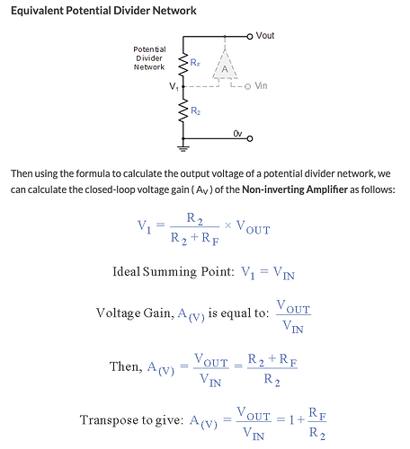 Non-Inverting Op Amp Gain Equation